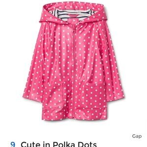 GAP Pink and White Raincoat with Polka Dots